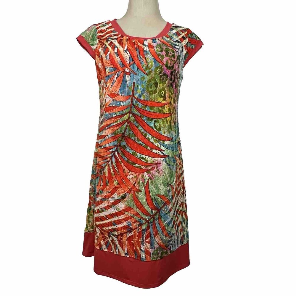 Rabbit Rabbit Rabbit Designs Sheath Dress Womens 6 Red‎ Tropical Lace Cap Sleeve